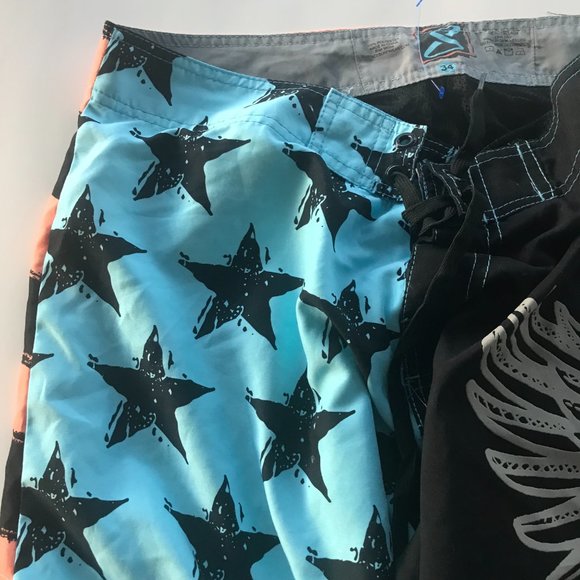 Vtg Surface Surfwear Mens Swim Suit Trunks Size 34 Patriotic Eagle Blue Bathing - Picture 3 of 11